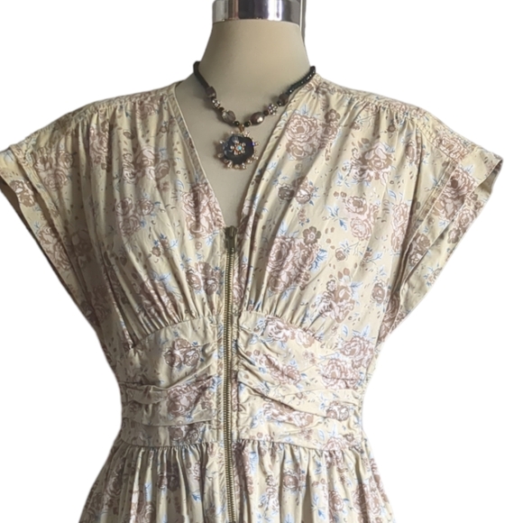 H& M Designer Base Floral Flare Dress 100*% Cotton Size 10 - Picture 11 of 16